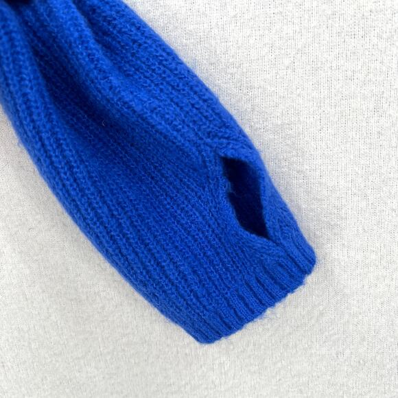 SAVAGE X FENTY Ms Minx Knit Shrug Crop Sweater Womens M Blue Ribbed Mock Neck - Picture 12 of 16